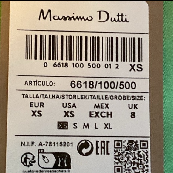 NWT. Massimo Dutti Light Green Viscose/Linen Blend Strappy Midi Dress. Size XS. - Picture 6 of 8